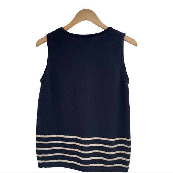 Liz Claiborne Black Tan Sweater Size M Knit Vest - Picture 5 of 8